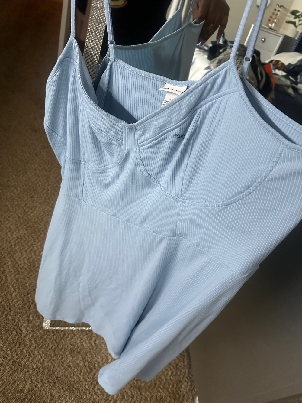 Light Blue Ribbed skater dress